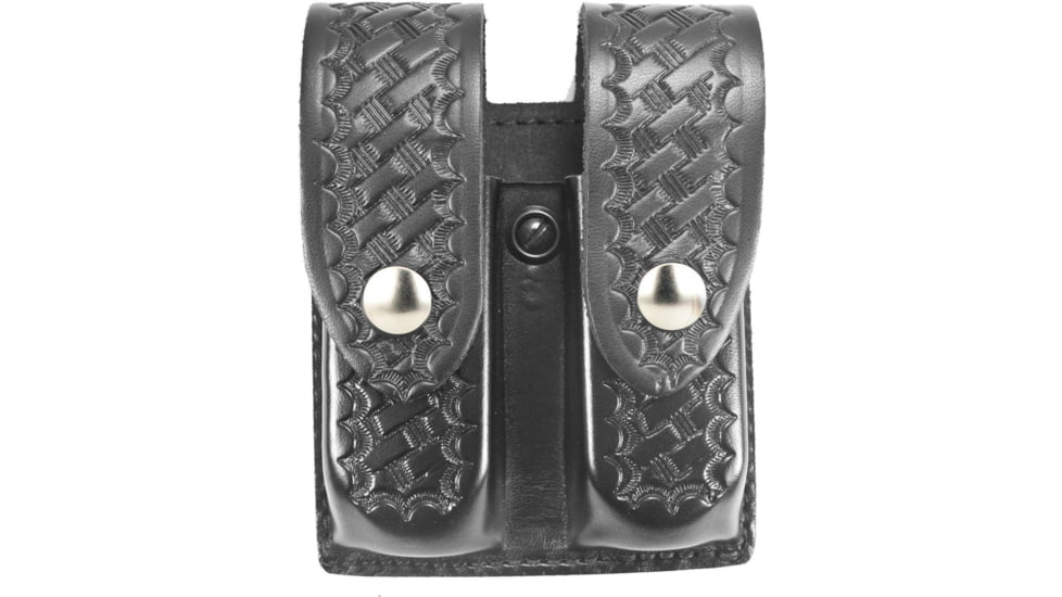 DeSantis Double Magazine Pouches, Colt Government Model 45, Commander, Ruger P90, SIG P220, S&amp;W 45-06/66, 10-06/66, 645, 45-16, Nickel Snap Closure, Ambidextrous, Basketweave, Black, U41BLLLZ1