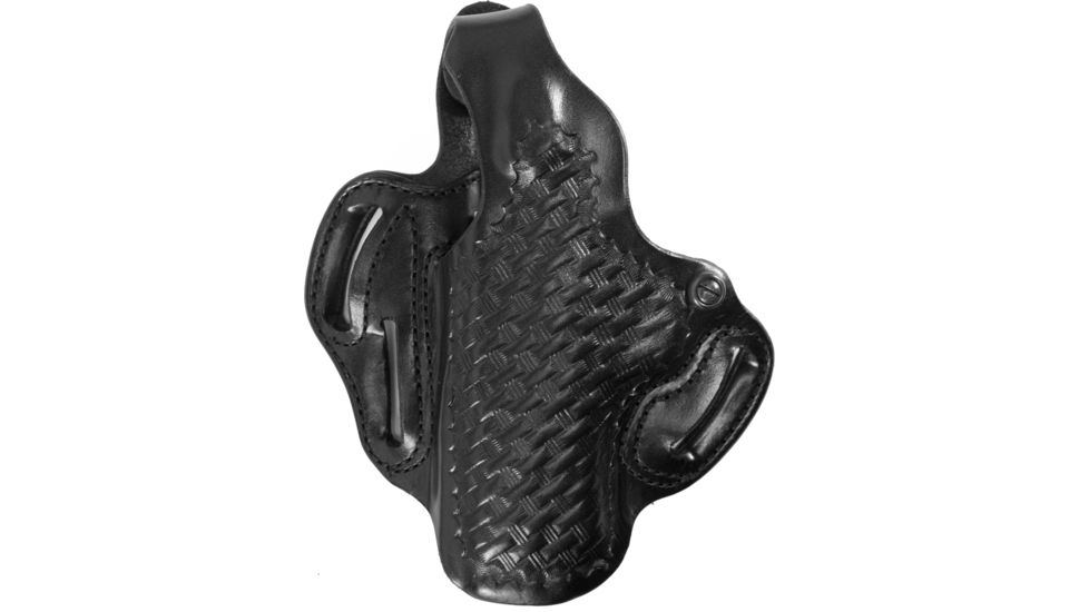 DeSantis Thumb Break Scabbard Holster, 2 Slot, Smith Wesson K-10, 13, 15, 19, 65, 66 2in., Left, Black, Unlined, Basketweave