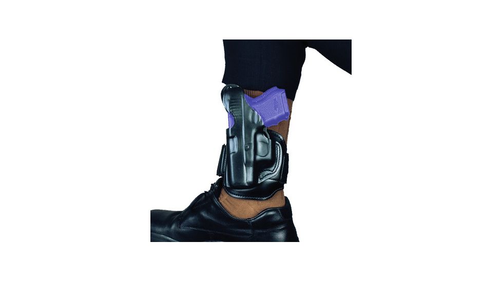 DeSantis 044 Left Hand Black Leather Lined Ankle Holster - 2-2.25in bbl S&amp;W J Frame