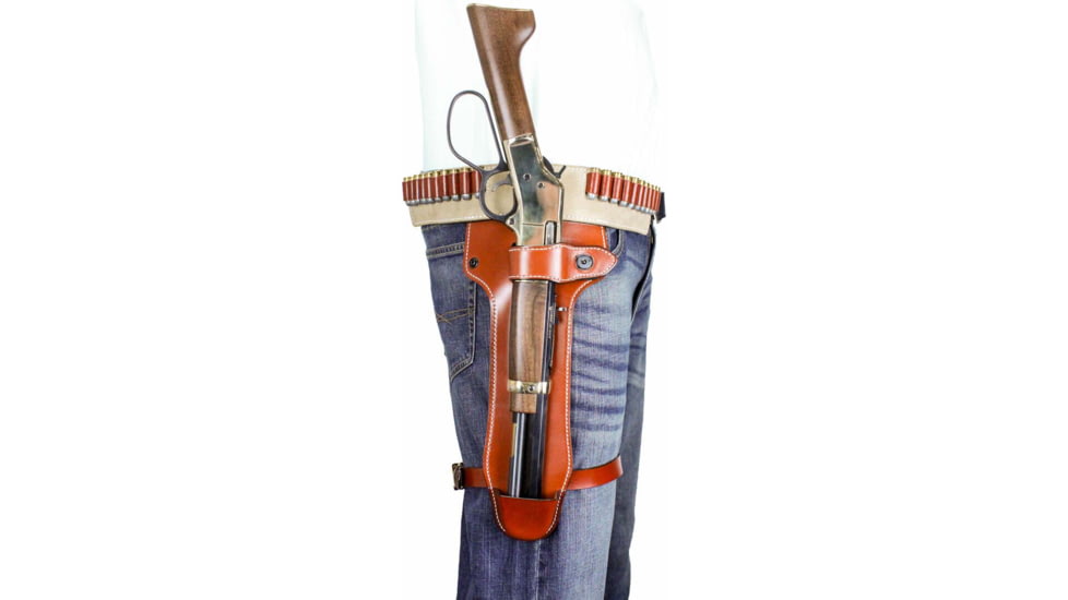 DeSantis Mares Drop Leg Leather Holsters, Henry, Rossi, Winchester Randall or Chiappa Mares Leg rifles .22/.22 Magnum, Ambidextrous, Plain, Tan, 181TJ01Z0