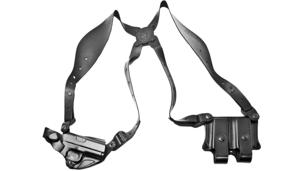 DeSantis New York Undercover Rig Shoulder Leather Holsters, SIG Sauer P320 and P250 Full SIze and Compact w/ or w/o Romeo1 Reflex Sights and P320-M17, Left Hand, Plain, Black, 11DBB7HJ0