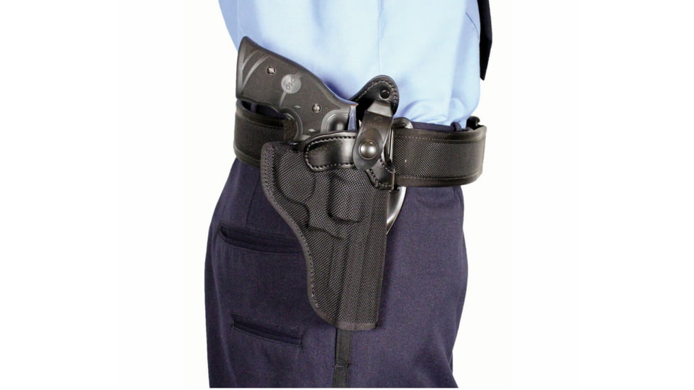 DeSantis Nylon Safety Star Belt Holster, S&amp;W K 4in, Right Hand, Nylon, Black, M64BA14Z0