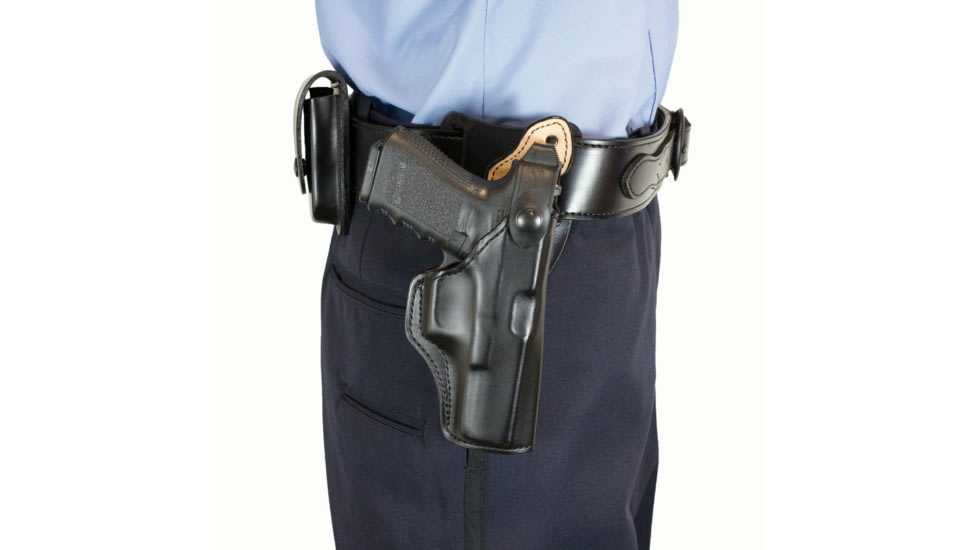 DeSantis Safety Star Leather OWB Holster, S&amp;W L 4in, Right Hand, Lined, Black, 015PC34Z0