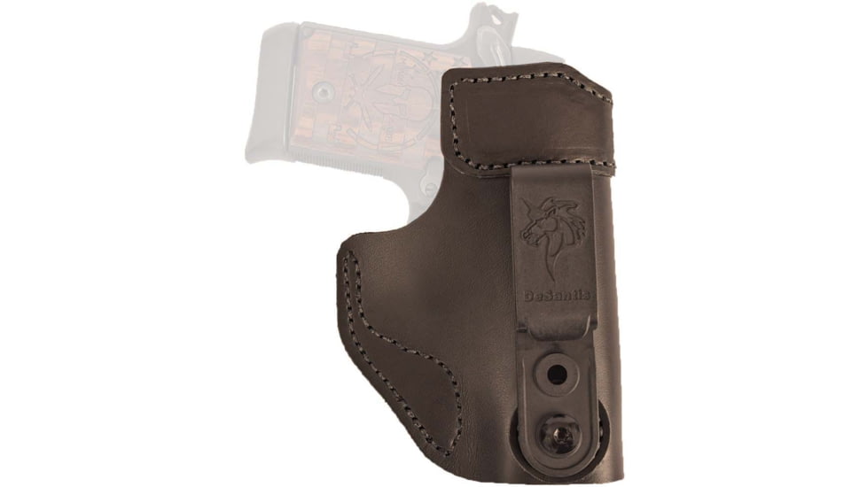 DeSantis Sof-Tuck 2.0 IWB Leather Holster, Kimber Solo 9mm/Sig Sauer P938/Kimber Micro 9/Kimber EVO SP, Right Hand, Plain, Black, 179BAX3Z0
