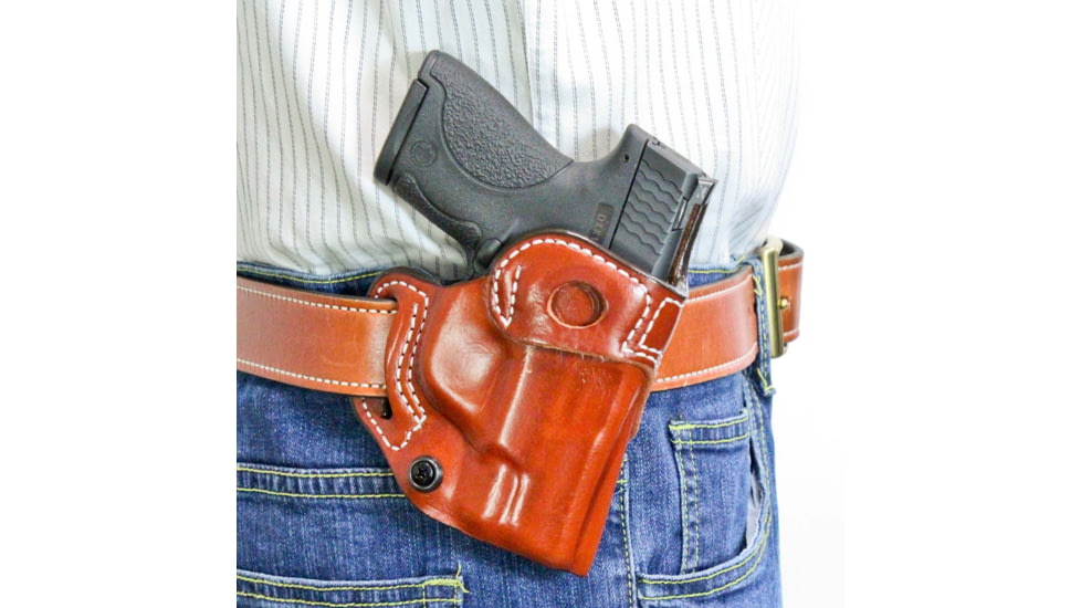 DeSantis The Osprey OWB/IWB Leather Holster, Glock 26, 26 Gen 5, 27, 33, Right Hand, Plain, Tan, 159TAE1Z0