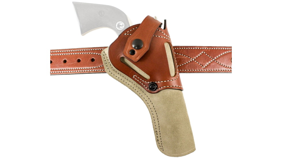 DeSantis The Wild Hog OWB Leather Holster. Colt Cadet; S&amp;W 22, 41,Browning Buckmark;,Sig Trailside, Hamerly 4in-5 1/2in,Ruger 22, Mark Iv 22/45, Ambidextrous Hand, Tan, 189NJLAZ0