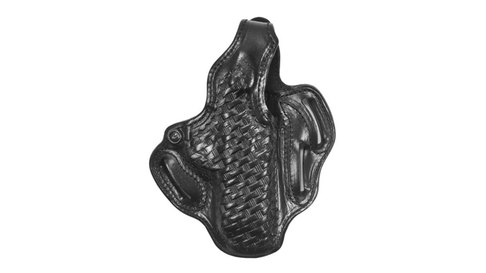 DeSantis Thumb Break Scabbard Holster, 2 Slot, Smith Wesson 10, 13, 15, 19, 65, 66 4in., Left, Black, Lined, Basketweave