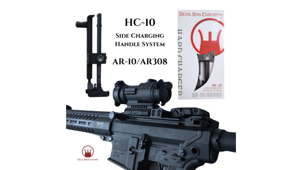 Devil Dog Concepts AR-10/AR308 Side Charging Handle w/Aluminum Traditional Pull Handle, Black, AR-10/AR308 ,.308, 10DDCHC013