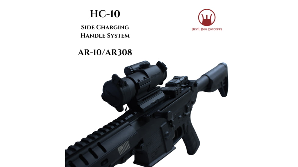 Devil Dog Concepts AR-10/AR308 Side Charging Handle w/Aluminum Traditional Pull Handle, Black, AR-10/AR308 ,.308, 10DDCHC013