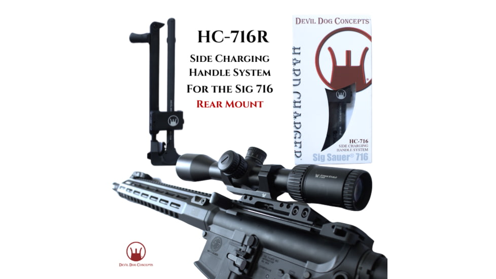 Devil Dog Concepts Sig Sauer 716 Rear Mount Side Charging Handle w/Aluminum Tactical Pull Handle, Black, AR-10/AR308 ,.308, 716DDCHC022