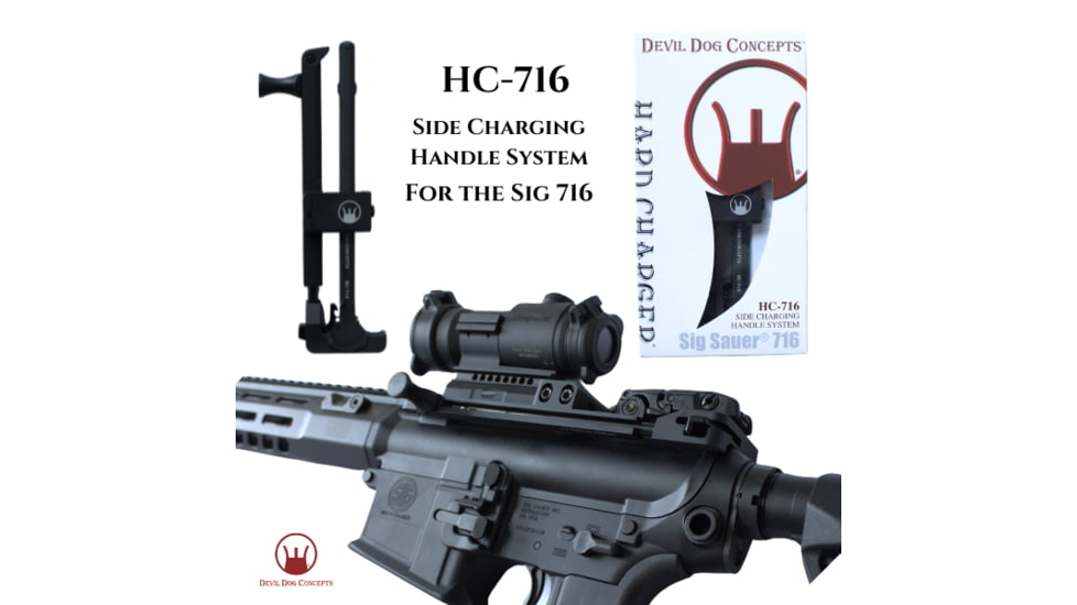 Devil Dog Concepts Sig Sauer 716 Side Charging Handle w/Aluminum Traditional Pull Handle, Black, AR-10/AR308 ,.308, 716DDCHC013