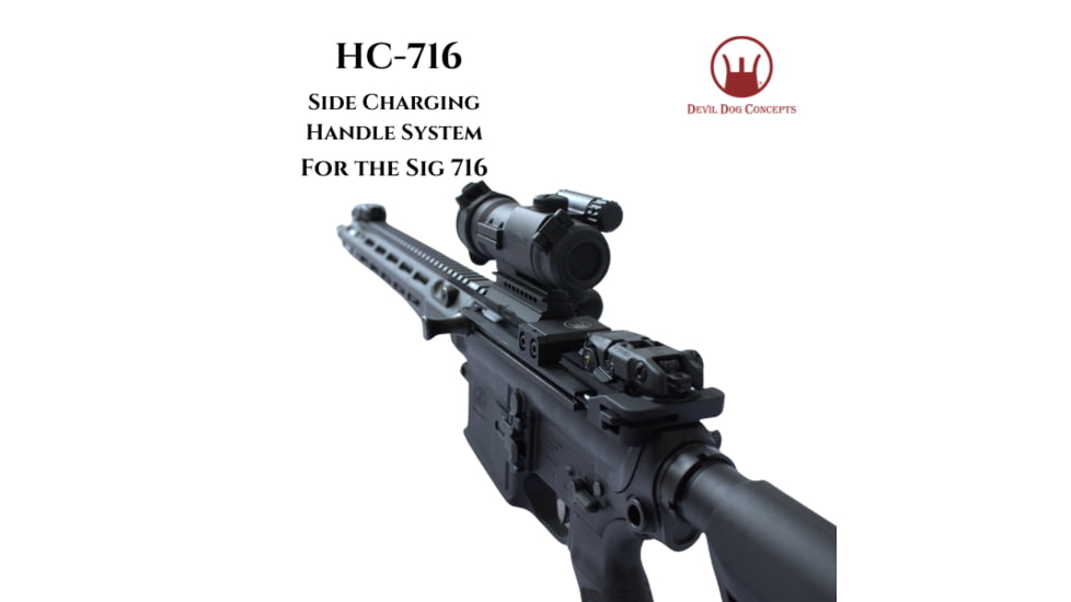 Devil Dog Concepts Sig Sauer 716 Side Charging Handle w/Aluminum Traditional Pull Handle, Black, AR-10/AR308 ,.308, 716DDCHC013