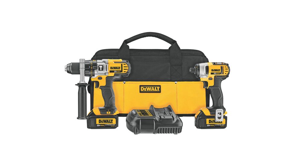 DeWALT 20-Volt Li-Ion Ah Hammer Drill and Impact Driver Combo Kit, Yellow/Black DCK290L2