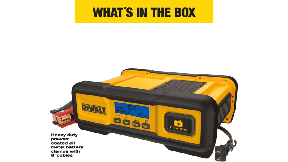 DeWALT 30 AmpProfessional Battery Charger, 3 Amp Battery Maintainer With 100 Amp Engine Start, Yellow/Black, DXAEC100