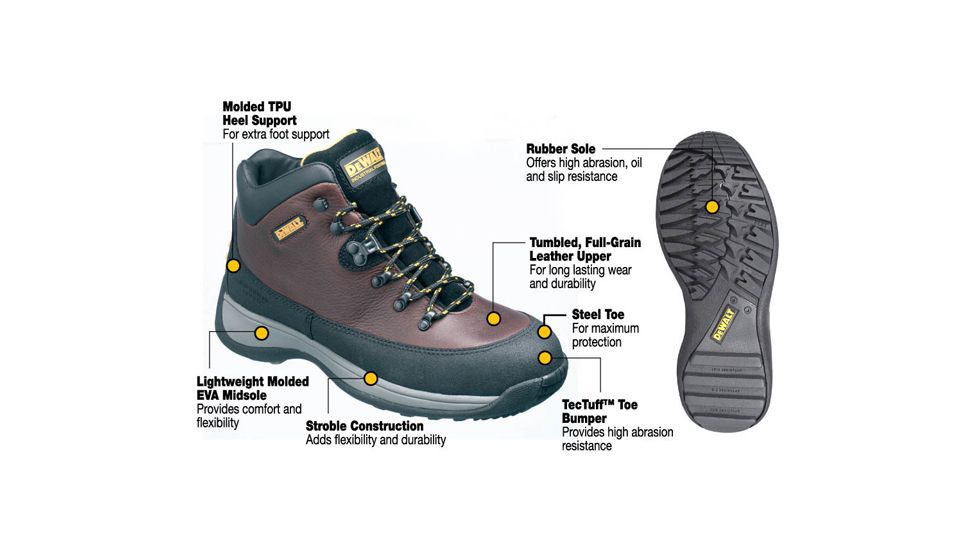 Features of DeWALT Work Boots Bevel Bark Steel Toe 2010-08