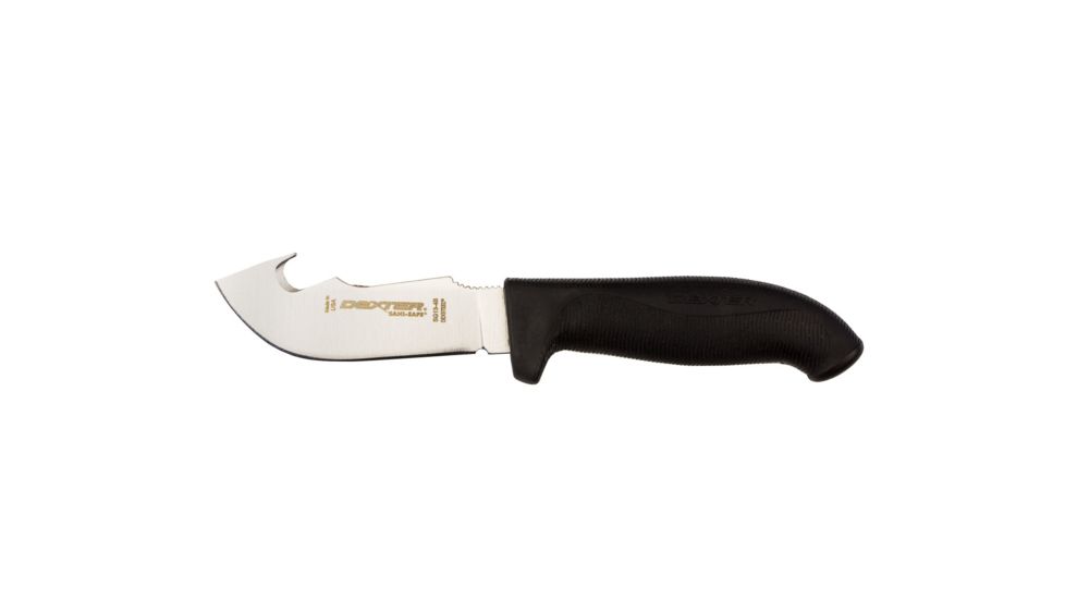 Dexter Outdoors Sani-Safe 4in Skinning Knife with Gut Hook, Black Handle, SG13-4B-PCP