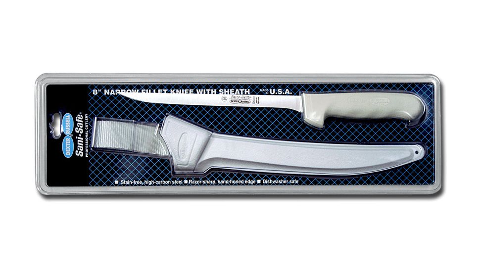 Dexter Outdoors Sani-Safe 8in Dexsteel Blade Flexible Fillet Knife With Sheath, White Handle, S133-8WS1-CP