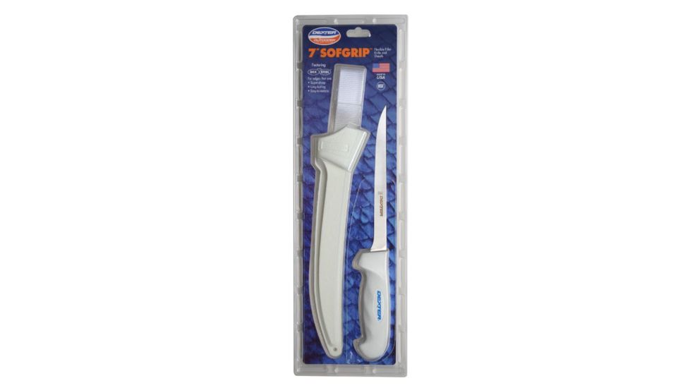 Dexter Russell SofGrip 7in Dexsteel Blade Flexible Fillet Knife With Sheath, Moldable Handle, SG133-7WS1-PCP