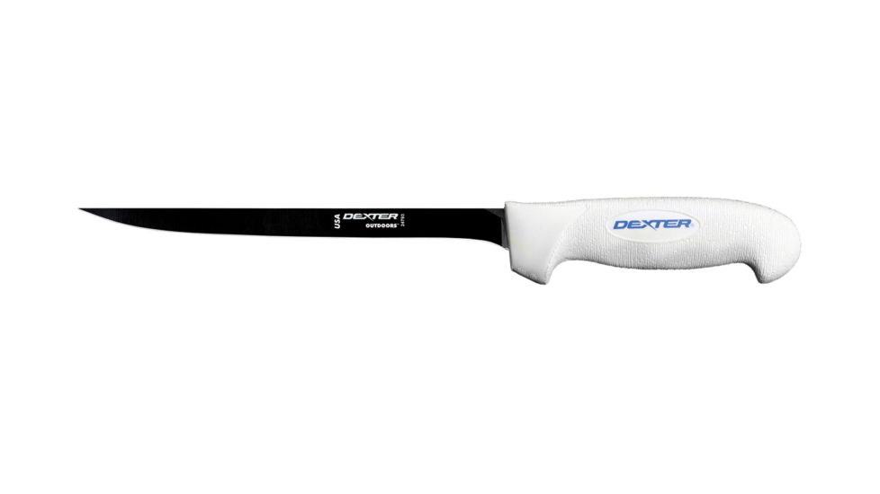Dexter Outdoors SofGrip 8in Coated Blade Flexible Fillet Knife, White Handle, Saltwater Resistant, SGC133-8PCP