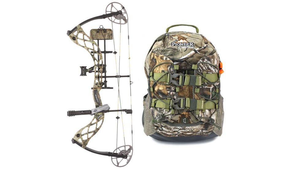 Diamond Deploy SB RAK Bow Pkg., MO Country 26-30.5 in 60 lb LH, A12687 W/ Vanguard Xl Hunting Backpack-Realtree Camo, DIA12512960-KIT1