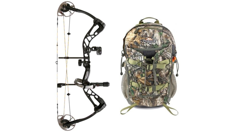 Diamond Edge SB-1 Bow Package, Black 70 lb. RH, A12698 W/ Vanguard L Hunting Backpack-Realtree Camo
