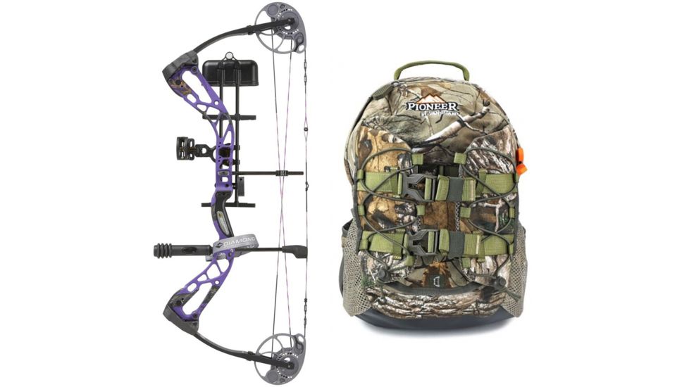 Diamond Edge SB-1 Bow Package, Black 70 lb. RH, A12698 W/ Vanguard Xl Hunting Backpack-Realtree Camo, DIA1272-KIT1