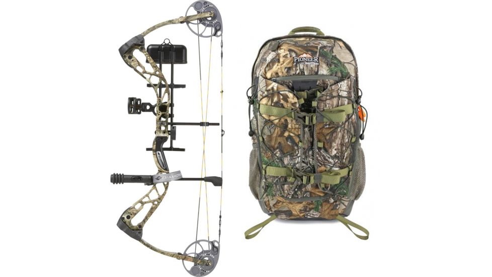 Diamond Edge SB-1 Bow Package, Mossy Oak Country 70 lb. LH, A12697 W/ Vanguard Xl Hunting Backpack-Realtree Camo, DIA1271-KIT3