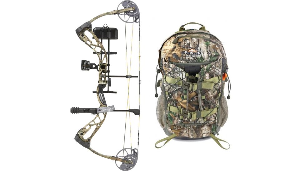 Diamond Edge SB-1 Bow Package, Mossy Oak Country 70 lb. RH, A12696 W/ Vanguard L Hunting Backpack-Realtree Camo