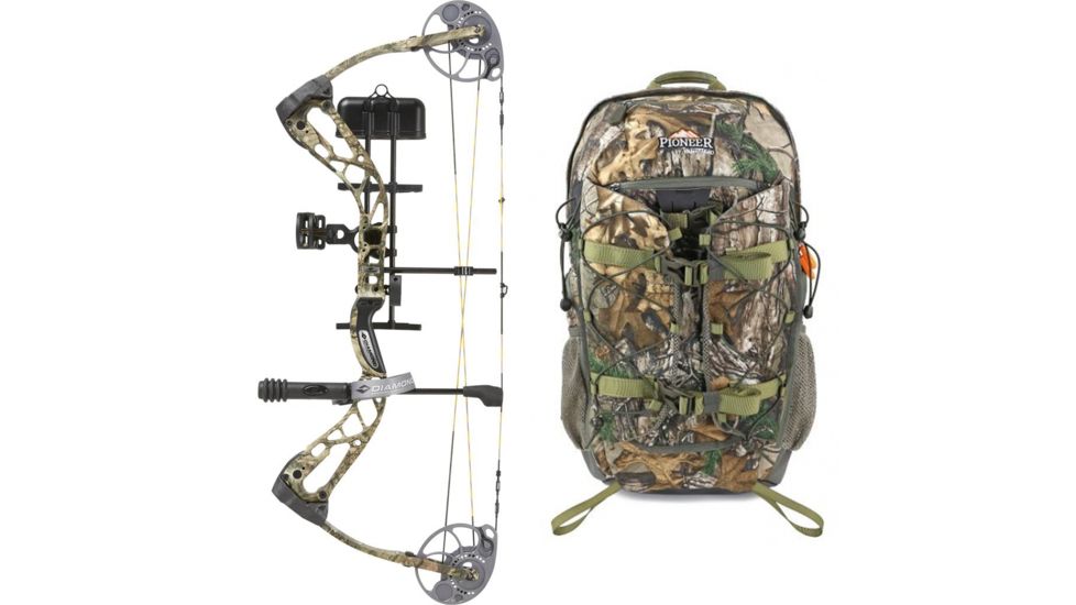 Diamond Edge SB-1 Bow Package, Mossy Oak Country 70 lb. RH, A12696 W/ Vanguard Xl Hunting Backpack-Realtree Camo, DIA1270-KIT3