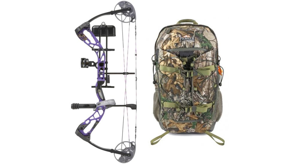 Diamond Edge SB-1 Bow Package, Purple Blaze 70 lb. LH, A12701 W/ Vanguard Xl Hunting Backpack-Realtree Camo, DIA1275-KIT3