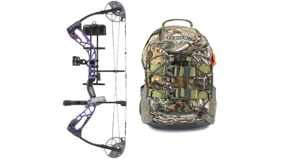 Diamond Edge SB-1 Bow Package, Purple Blaze 70 lb. LH, A12701 W/ Vanguard Xl Hunting Backpack-Realtree Camo, DIA1275-KIT1
