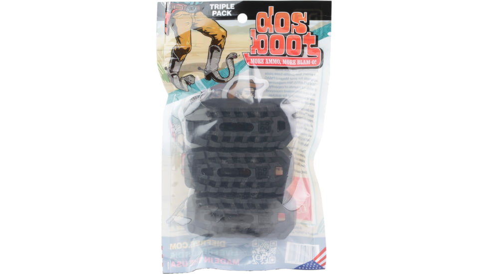 Die Free Co Dos Boot, Magazine Extension, 3 Pack, +2 Rounds, High Impact Injection Molded Plastic Construction, Fits Magpul 10/20/30/40 Gen 3 PMAG, Matte Finish, Black, DOS-BOOT-BLK