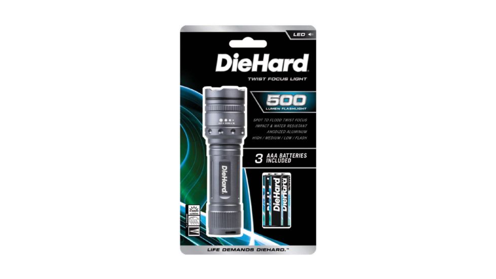 DieHard 1000 Lumen Twist Focus Flashlight, Grey, 4AAA 41-6122