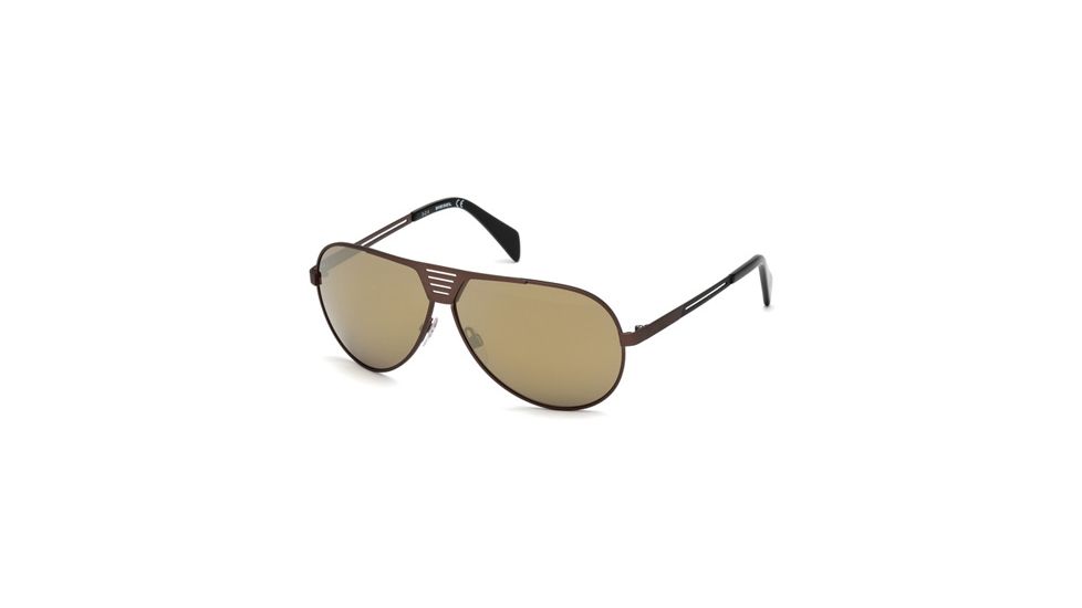 Diesel DL0134 Sunglasses - Shiny Dark Bronze Frame Color, Roviex Mirror Lens Color