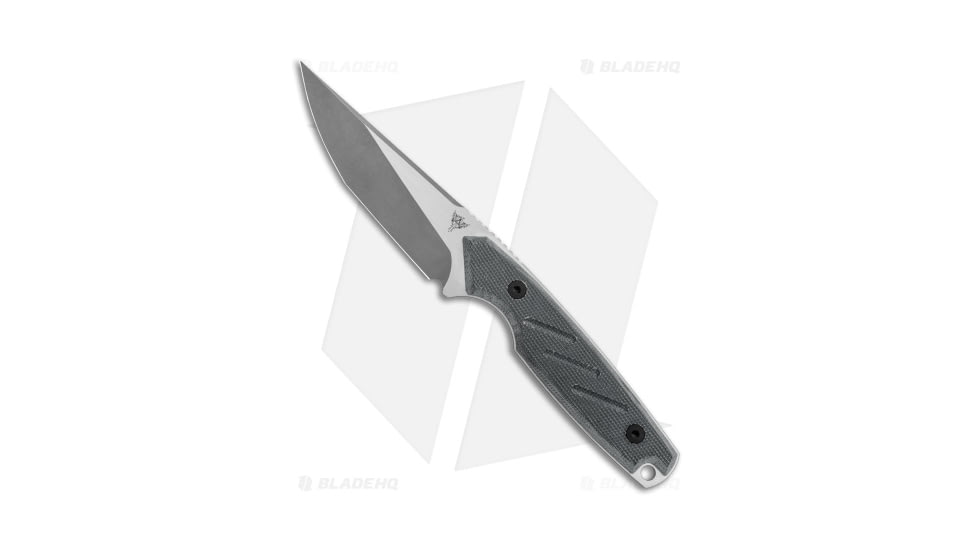 Dirty Bird Knives Fox MODIII Fixed Blade Knife, 3.50in, CPM 154 Steel, Tanto Blade, Micarta Black Handle, Stonewash, Steel/Black, 8.00in, BHQ-173591