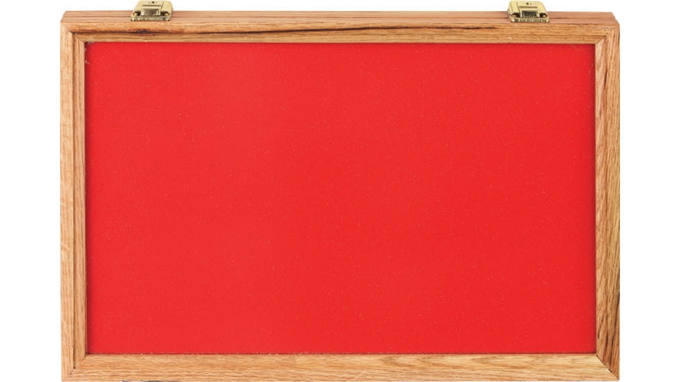 Displays Oak And Glass Display Case, Measures 12in X 18in X 2in, Foam Lined With Red Foam Cover, Locking Hinges, Comes With Two Keys, M141