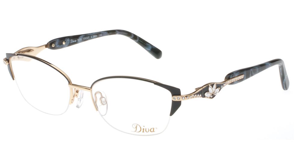 Diva 5471 Progressive Prescription Eyeglasses, Black/Grey/Mottled Gold Frame, DI5471DE0PR