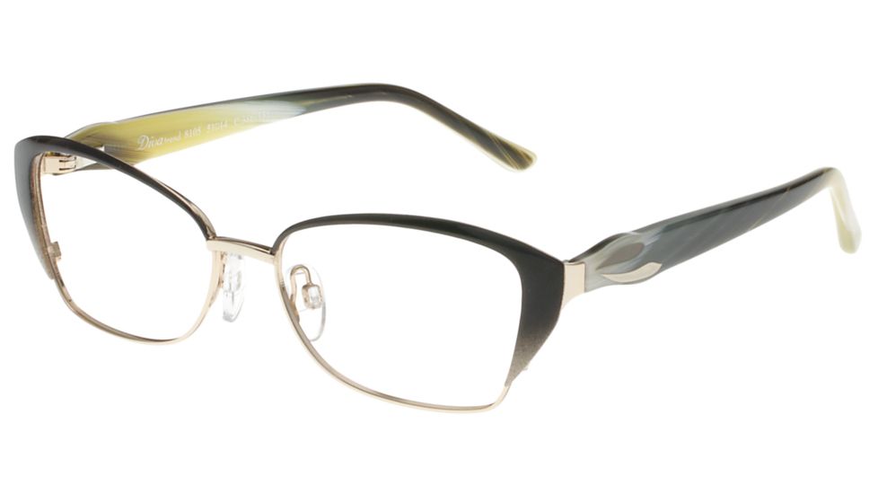 Diva Trend 8105 Progressive Prescription Eyeglasses, Black/Bone Horn/Gold Frame, DI8105386PR