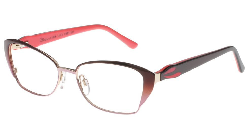 Diva Trend 8105 Progressive Prescription Eyeglasses, Deep Wine/Rose/Salmon Frame, DI81058PTPR