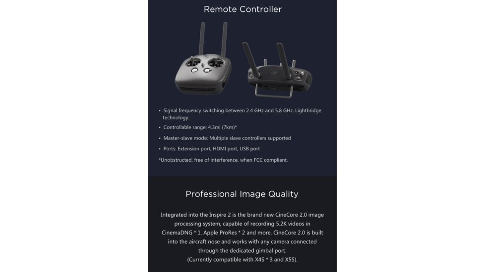 DJI Innovations Inspire 2 Drone w/ 6K/5.2K Camera 1080 P, 7 KM Range, CP.BX.000166
