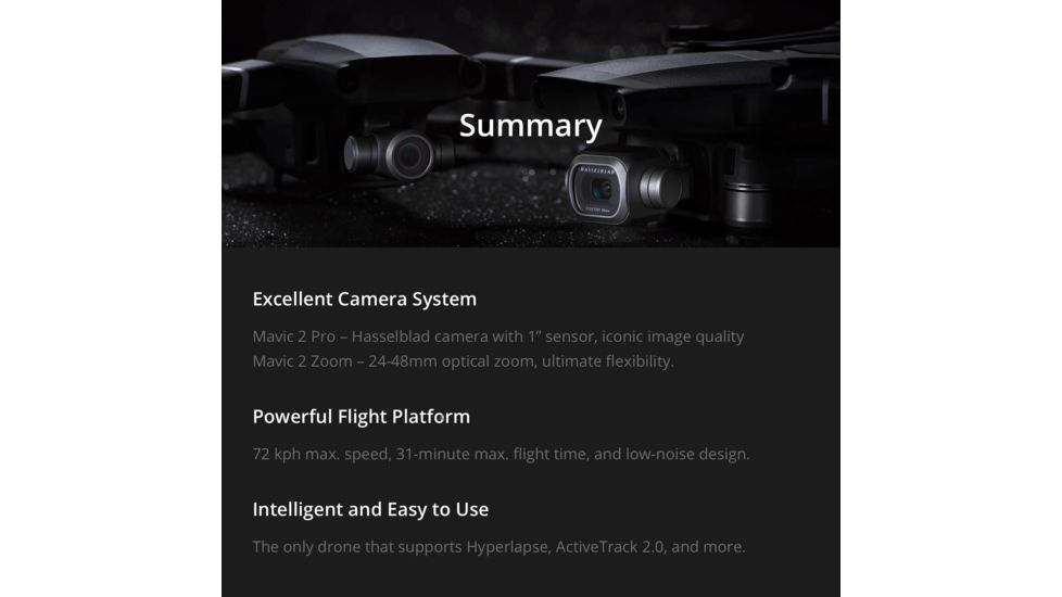 DJI Innovations Mavic 2 Pro Drone w/ Hasselblad L1D-20c Camera and 20 MP 1in CMOS Sensor, Adjustable Aperture f/2.8 - f/11, 10-bit Dlog-M, 10-bit HDR Video, CP.MA.00000019.01