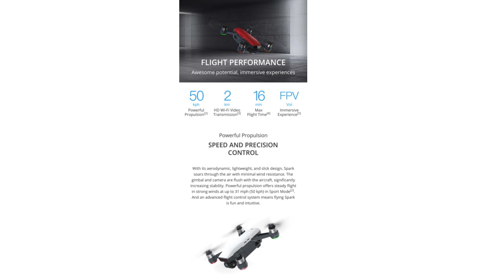 DJI Innovations Spark Fly More Combo w/ Mechanical 2-Axis Gimbal, 1/2.3in Sensor, FlightAutonomy, Flight Protection, Lava Red, CP.PT.000901