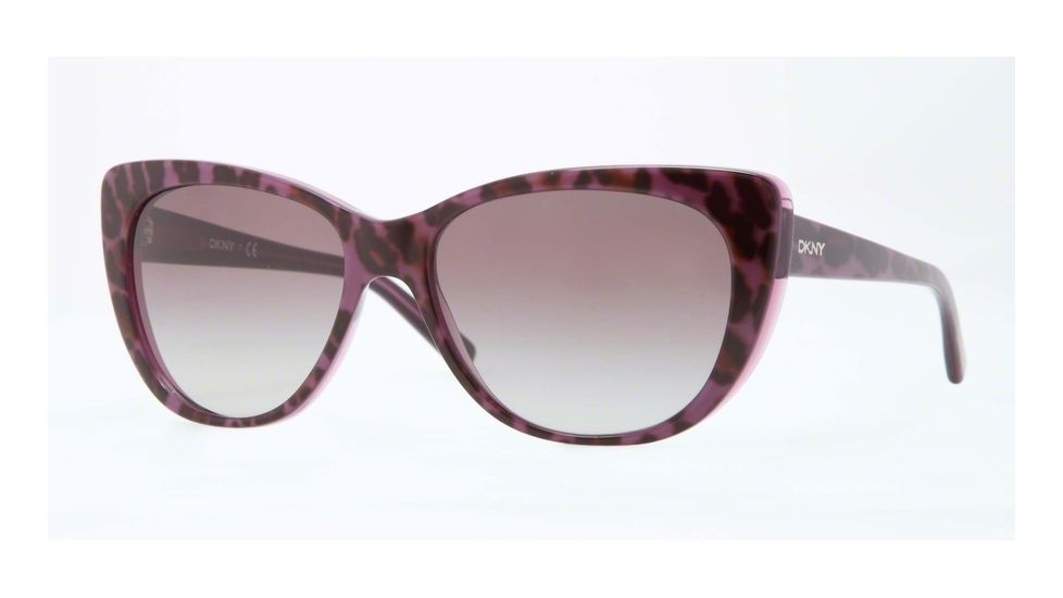 DKNY DY4109 Progressive Prescription Sunglasses DY4109-361611-56 - Lens Diameter 56 mm, Frame Color Top Leopard On Transp Violet