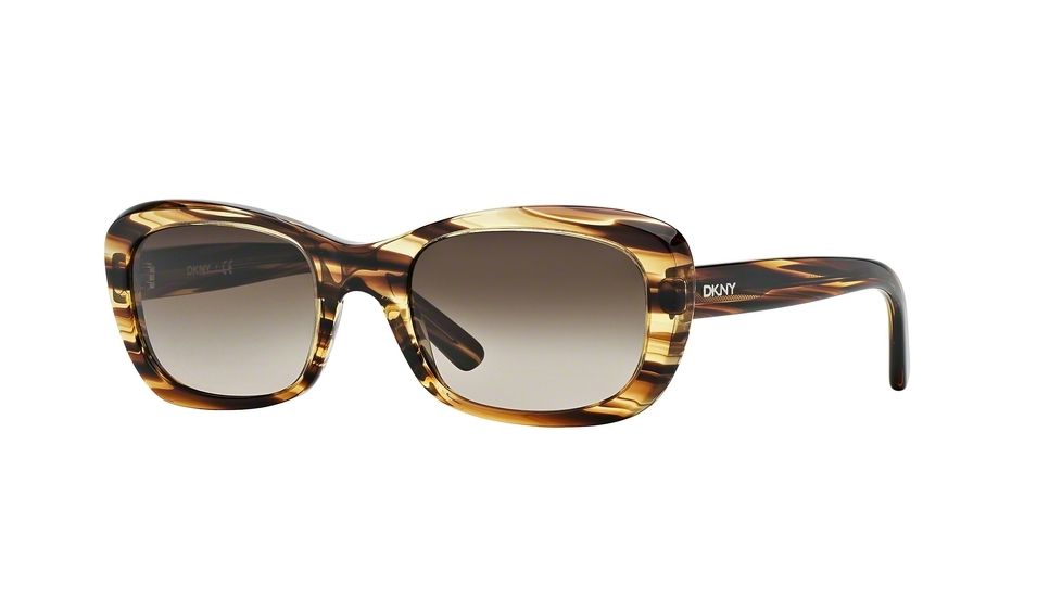 DKNY DY4118 Sunglasses 365013-51 - Striped Honey Frame, Brown Gradient Lenses