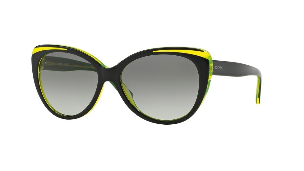 DKNY DY4125 Progressive Prescription Sunglasses DY4125-366511-57 - Lens Diameter 57 mm, Frame Color Top Black On Yellow Tr