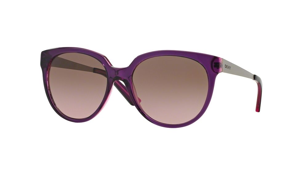 DKNY DY4128 Sunglasses 367614-56 - Violet/violet Transparent Frame, Violet Gradient Brown Lenses