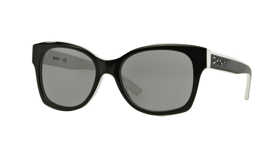 DKNY DY4132 Sunglasses 362787-55 - Black/White Frame, Grey Solid Lenses