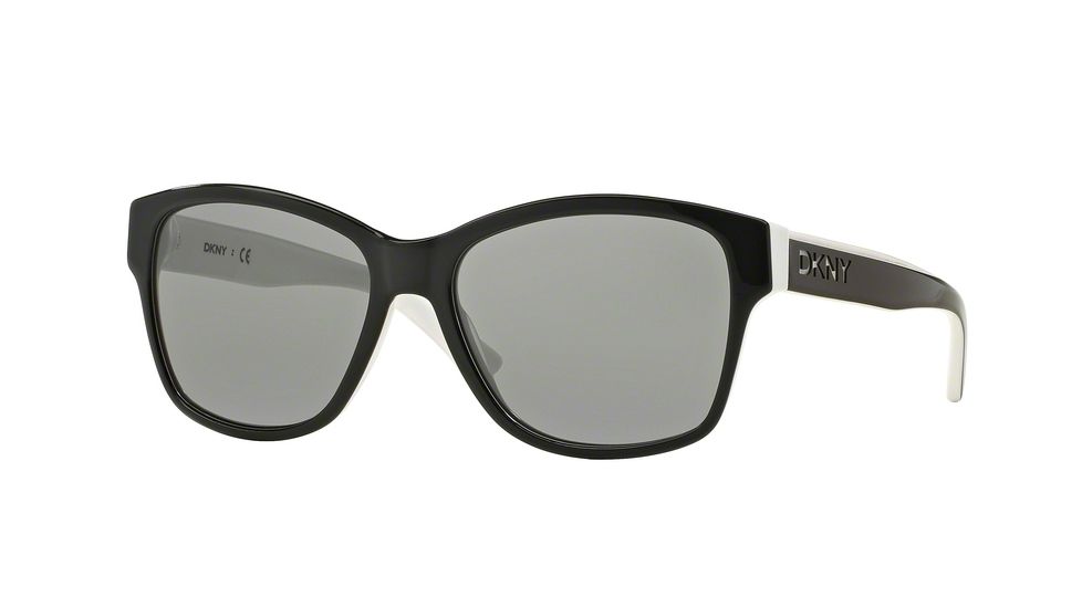 DKNY DY4134 Sunglasses 362787-57 - Black/White Frame, Grey Solid Lenses