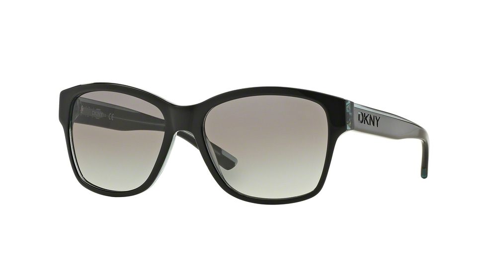 DKNY DY4134 Sunglasses 369311-57 - Black/Teal Frame, Grey Gradient Lenses