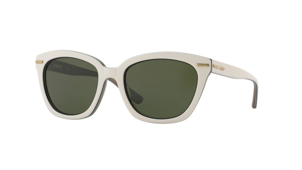 DKNY DY4142 Sunglasses 372171-53 - White/Black Frame, Green Solid Lenses